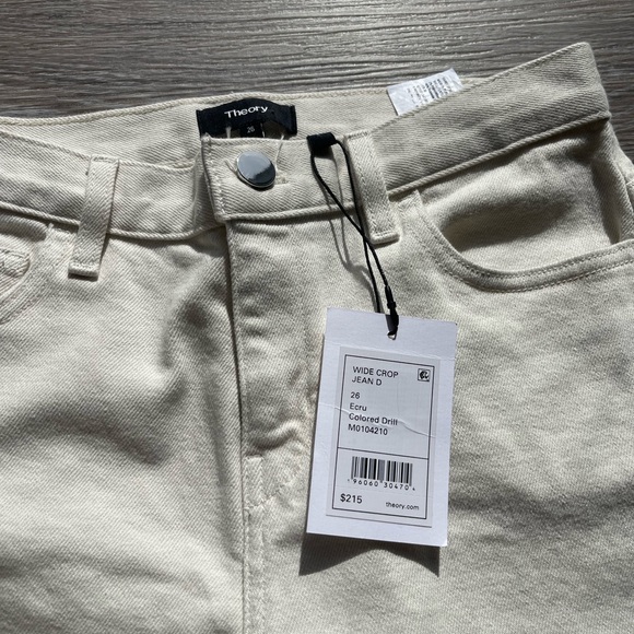 NWT Theory Wide Crop Jean in Dyed Denim Ecru size 26 - Picture 6 of 8